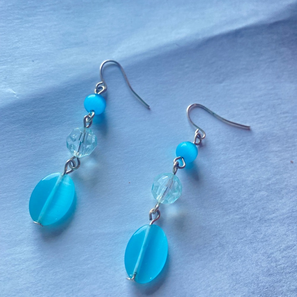 Beautiful Teal Beaded Earrings